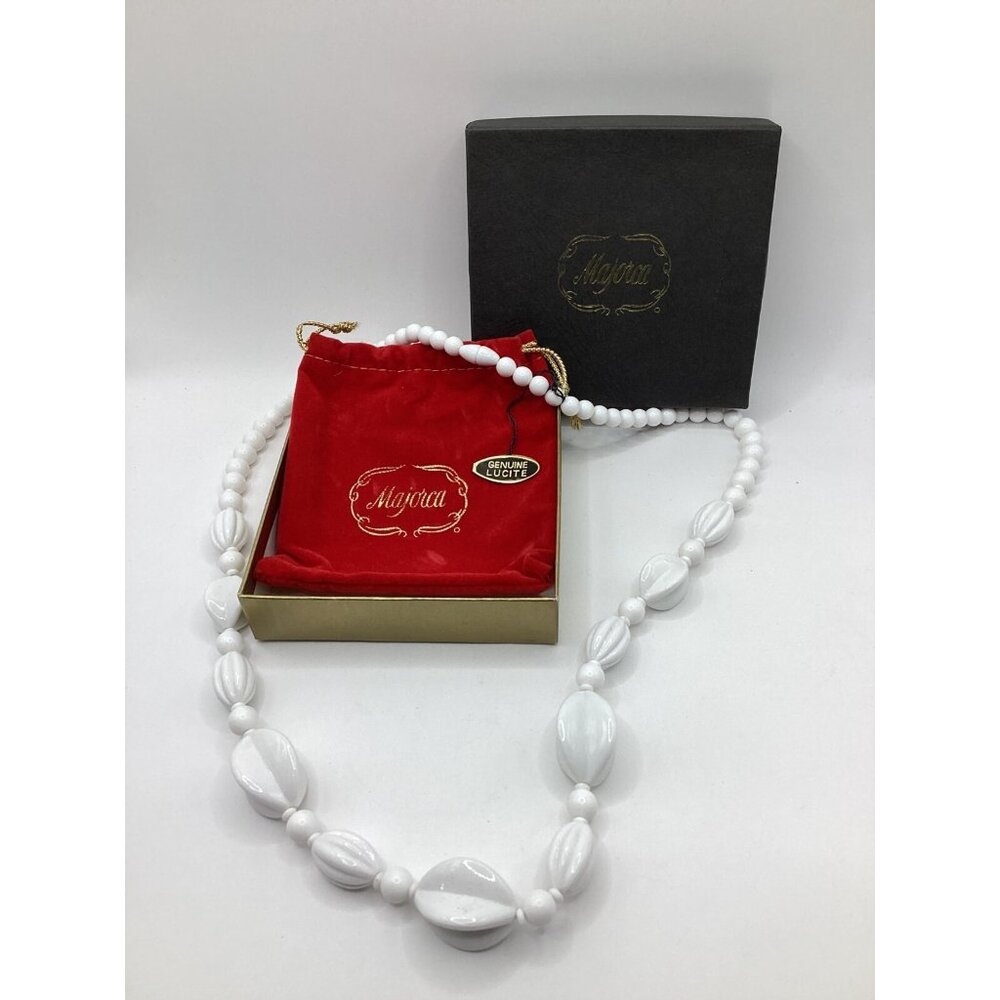 1970s Beaded Lucite Necklace by Majorca-NEW NOS MCM RARE Box Pouch